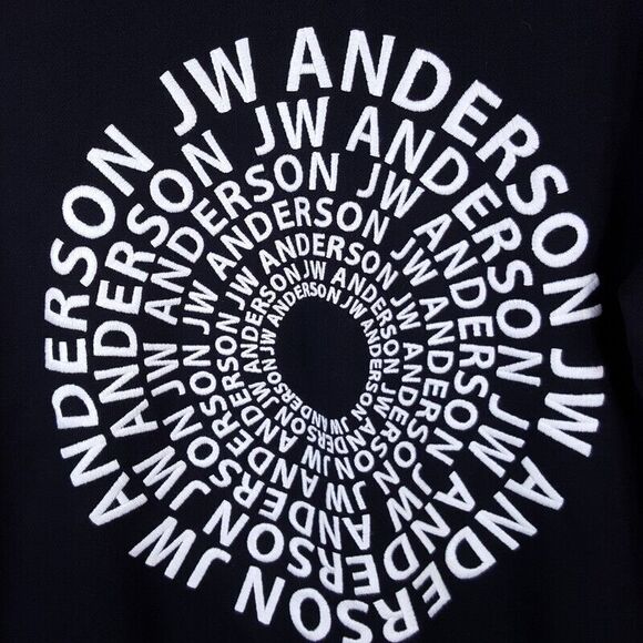 JW ANDERSON Sweatshirt Mens Large Black Pullover Crew Swirl Logo Cotton $310 - Picture 2 of 8